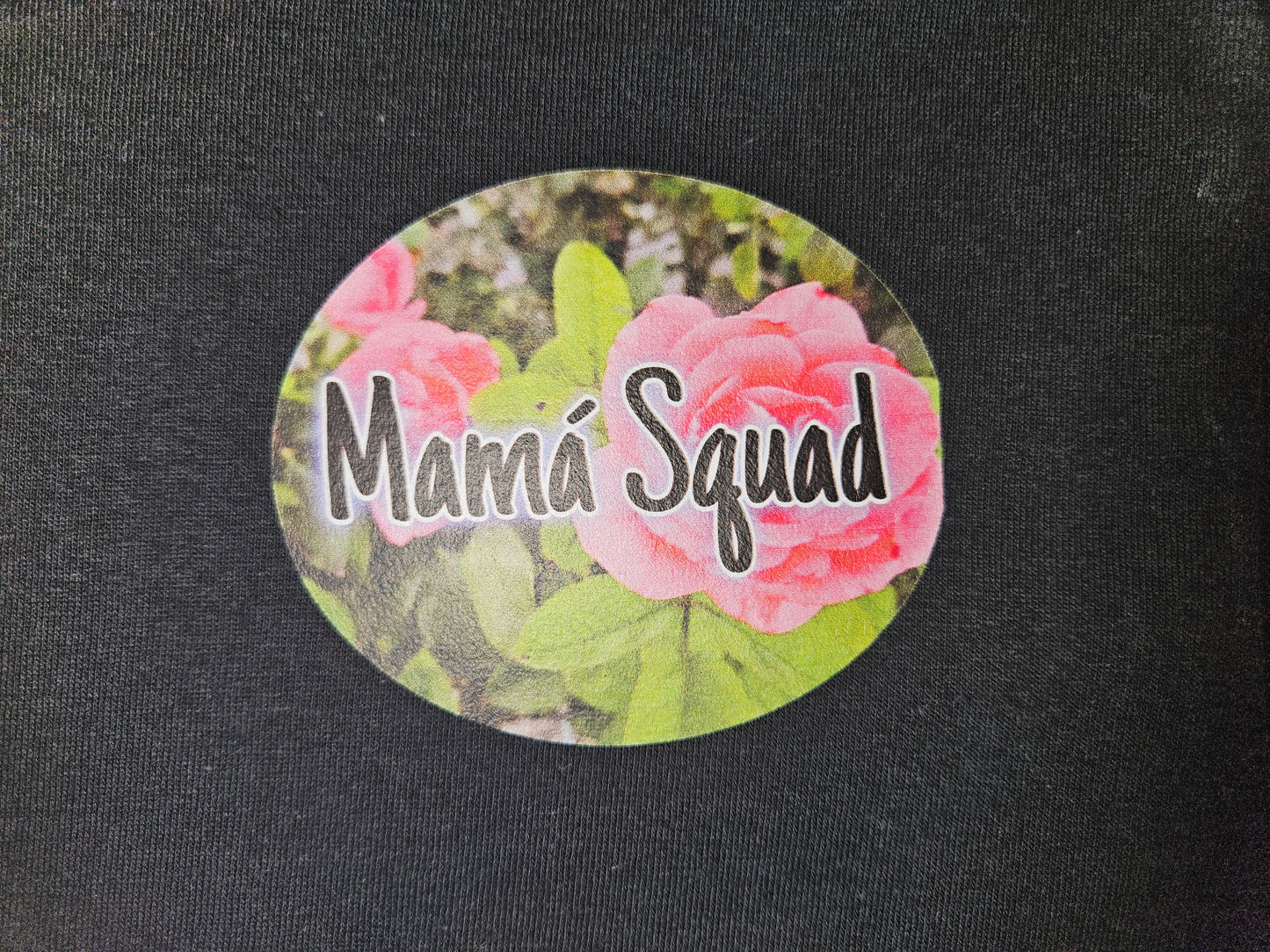 Mamá Squad- Pink Tea Roses Black Size Small