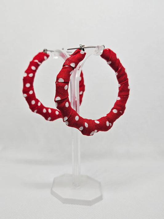 2.25" Hoop-Red with white  polka-dot